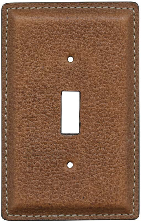 Cognac Pebble Grain Leather - Double Toggle Switch Plates
