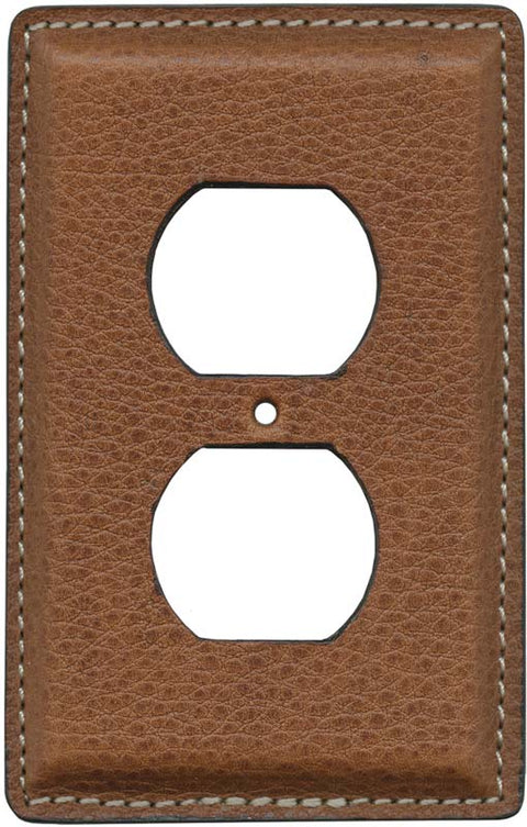 Cognac Pebble Grain Leather - Double Toggle Switch Plates