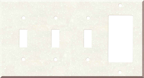 Corian Whipped Cream - 3 Toggle/1 Rocker GFCI Switch Covers - 3 Toggle-GFI Rocker