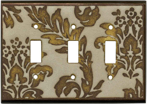 Damask Stone - 3 Toggle Light Switch Covers