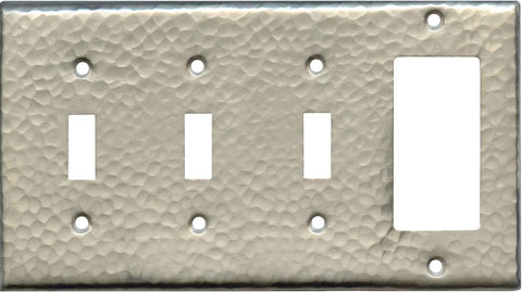 Hammered Antique Pewter - 3 Toggle/1 Rocker GFCI Switch Covers