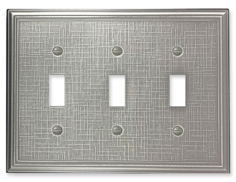 Linen Brushed Nickel - Single Toggle Switch Plates