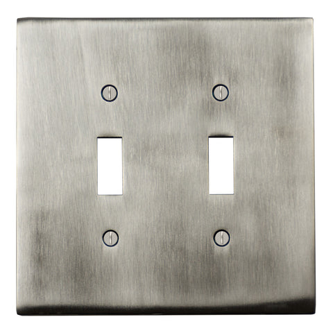 Modern Antique Wall Plates with Stainless Steel Finish - Double Toggle Switch Plates