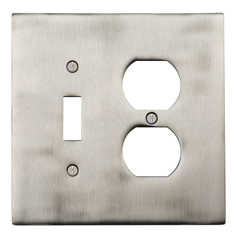 Modern Antique Wall Plates with Stainless Steel Finish - Combination 1 Toggle/Outlet Cover Plates