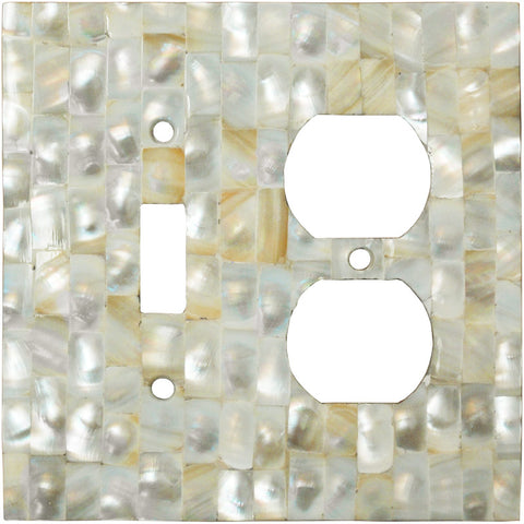 Straight Mother of Pearl - Combination 1 Toggle/Outlet Cover Plates