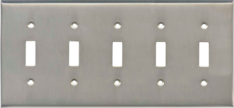Satin Nickel - 5 Toggle Wall Switch Plates