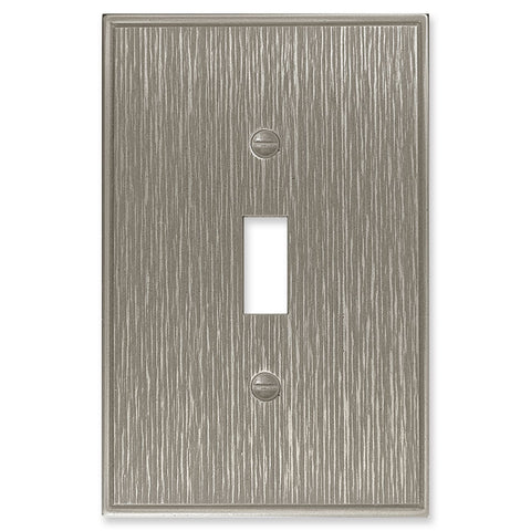 Twill Brushed Nickel - Single Toggle Switch Plates