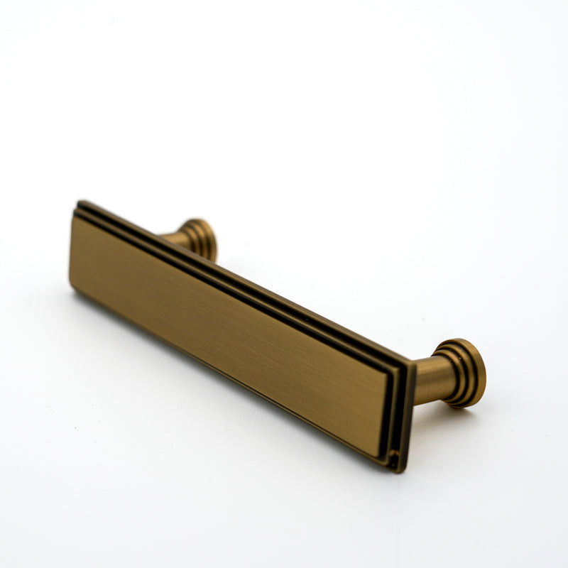 Dark Antique Brass Detailed Edge Rectangular Pull