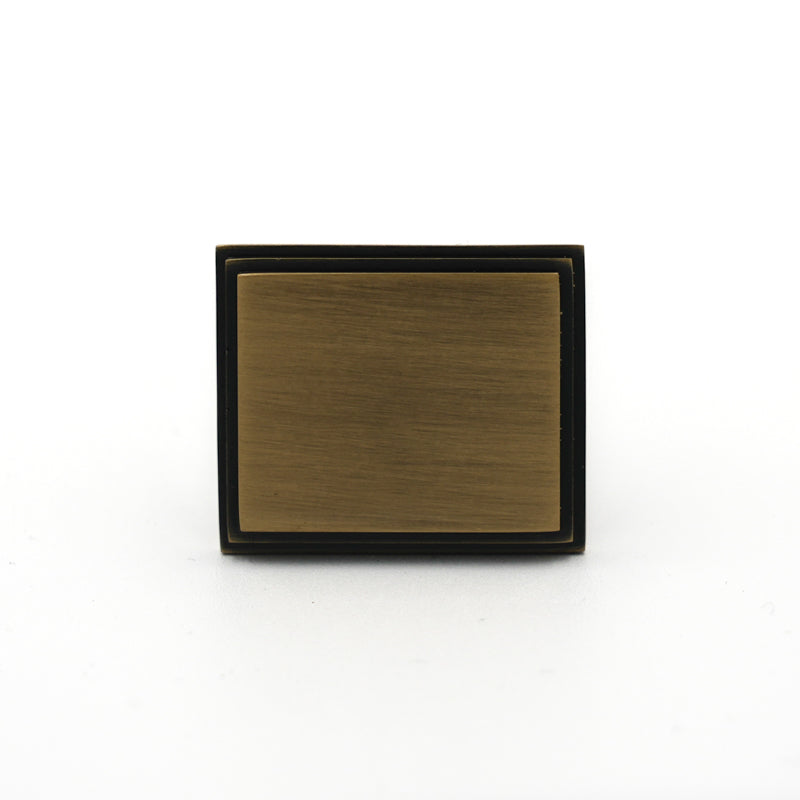 Dark Antique Brass Detailed Edge Square Knob