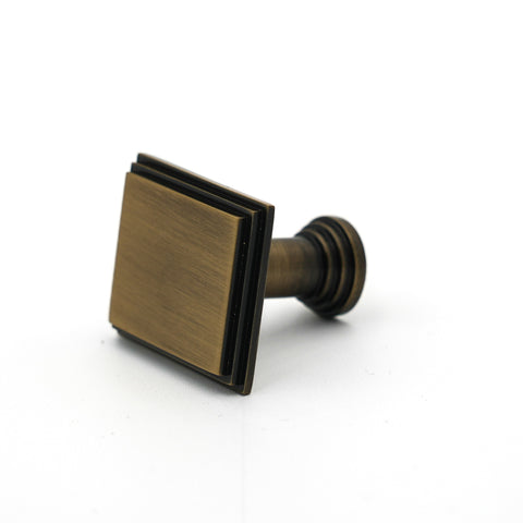 Dark Antique Brass Detailed Edge Square Knob