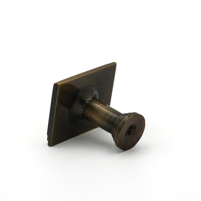 Dark Antique Brass Detailed Edge Square Knob