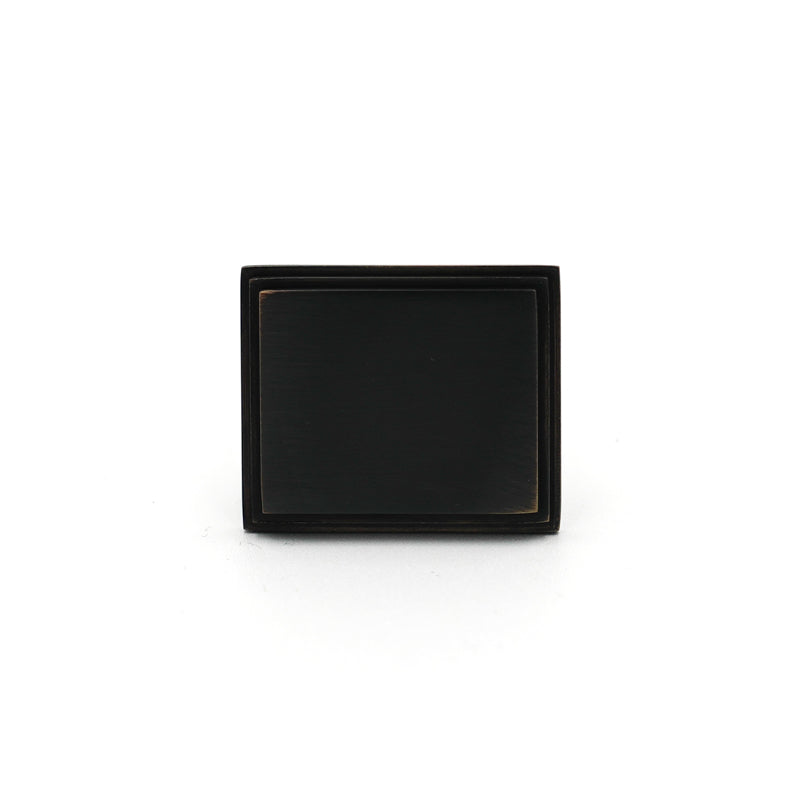 Black with Bronze Detailed Edge Square Knob