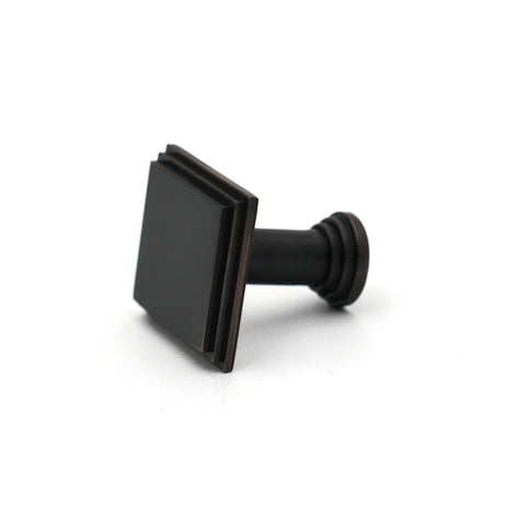 Black with Bronze Detailed Edge Square Knob