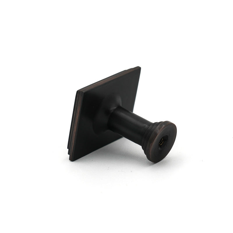 Black with Bronze Detailed Edge Square Knob