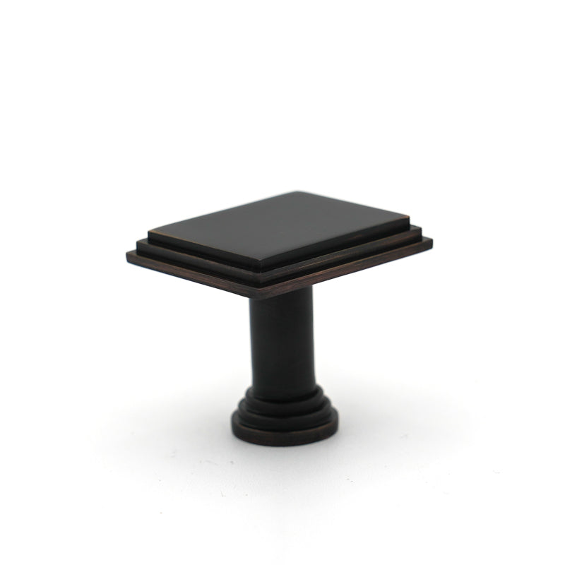 Black with Bronze Detailed Edge Square Knob