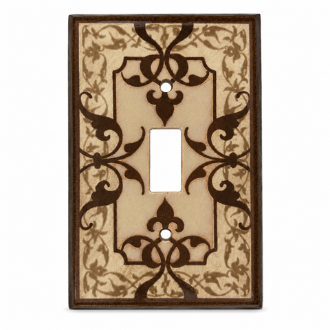 Cream with Brown Edge Fleur de Lis - 1 Toggle