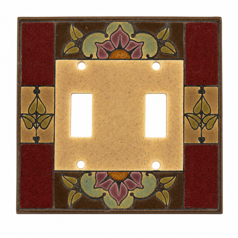 Floral Tile Red Ceramic - 2 Toggle