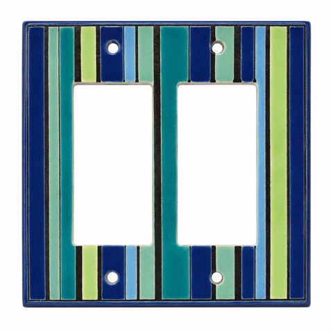 Blue and Green Stripe Ceramic - 2 GFI Rocker