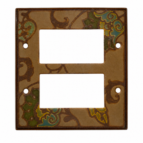 Needlepoint Peacock Ceramic - 2 GFI Rocker