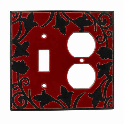 Red Filigree Ceramic - 1 Toggle/Duplex