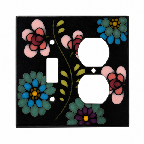 Glass Flowers Black Ceramic - 1 Toggle/Duplex
