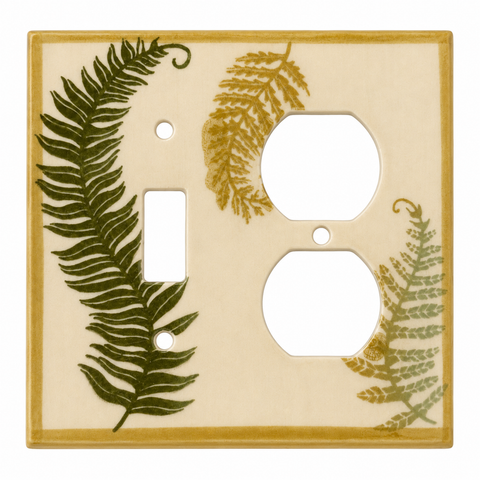 White with Three Green and Yellow Leaves and a Green Yellow Border - 1 Toggle/Duplex