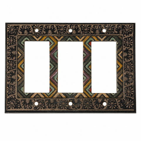 Ethnic Quilt Ceramic - 3 GFI Rocker