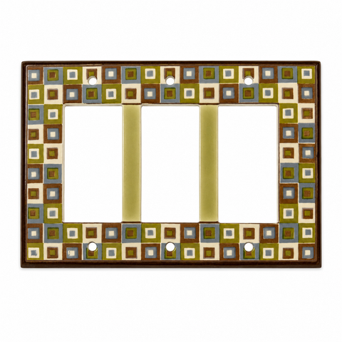 Art Glass Green Ceramic - 3 GFI Rocker