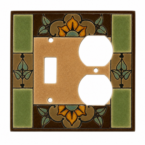Floral Tile Green Ceramic - 1 Toggle/Duplex