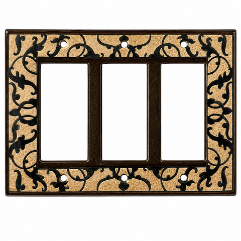 Light Brown Vintage Bordering - 3 GFI Rocker