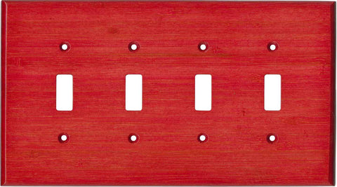 Bamboo Whipped Strawberry Red - 3 Toggle/1 Rocker GFCI Switch Covers