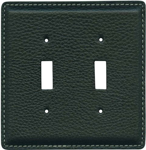 Black Pebble Grain Leather - 3 Toggle Light Switch Covers