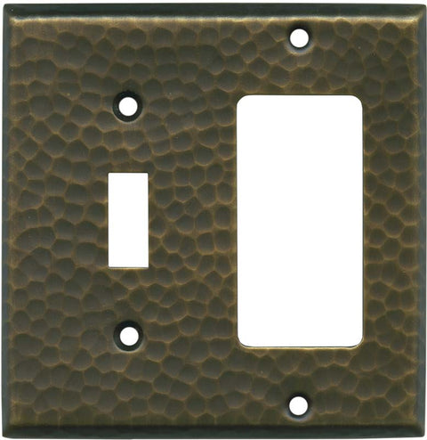 Hammered Antique Brass - 2 Toggle/1 GFCI Rocker Switchplates