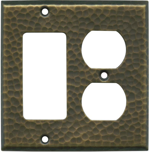 Hammered Antique Brass - 2 Toggle/1 GFCI Rocker Switchplates